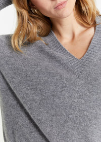 Pull col V en cachemire - Gris