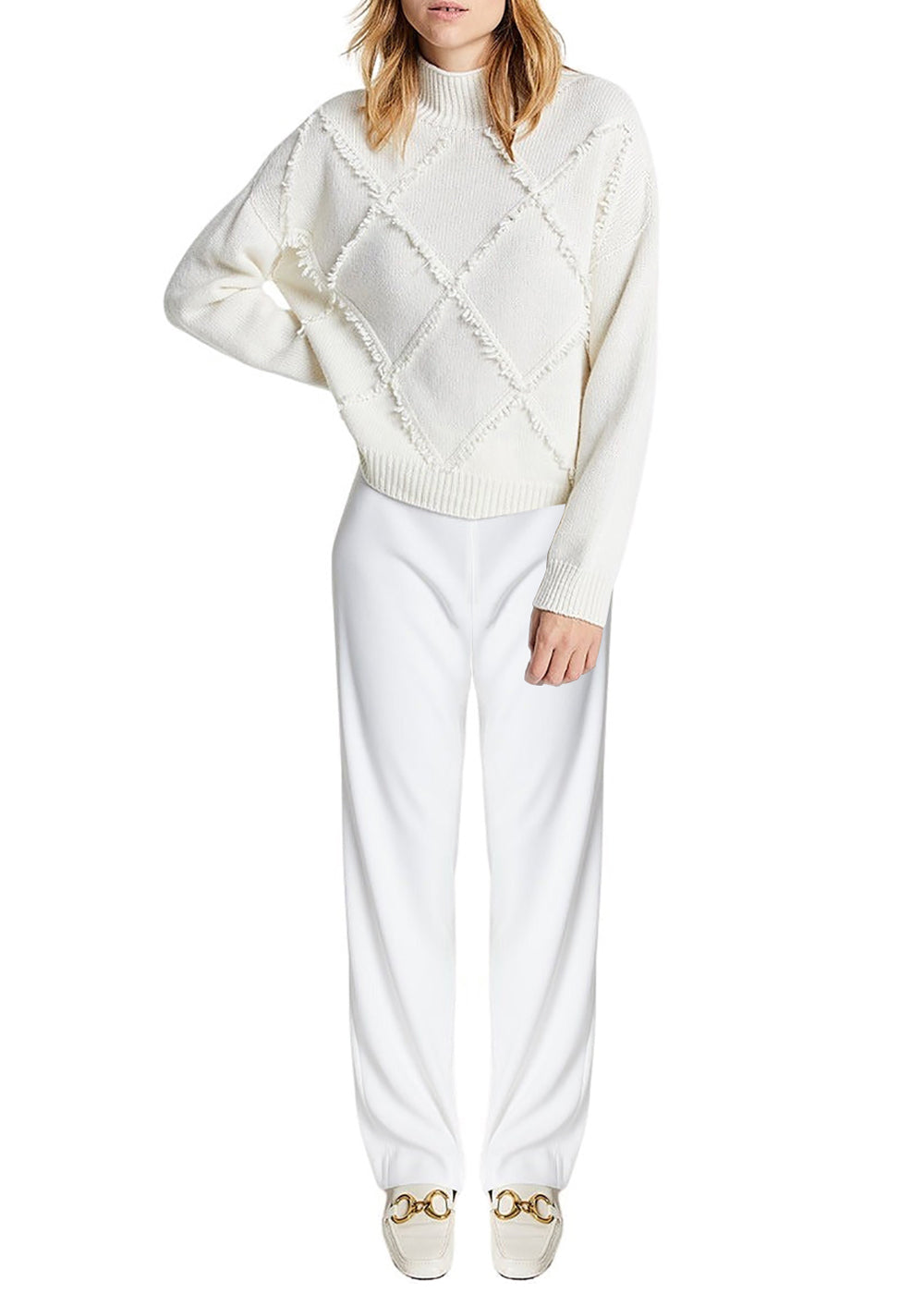 Pull col cheminee - Blanc Cassé