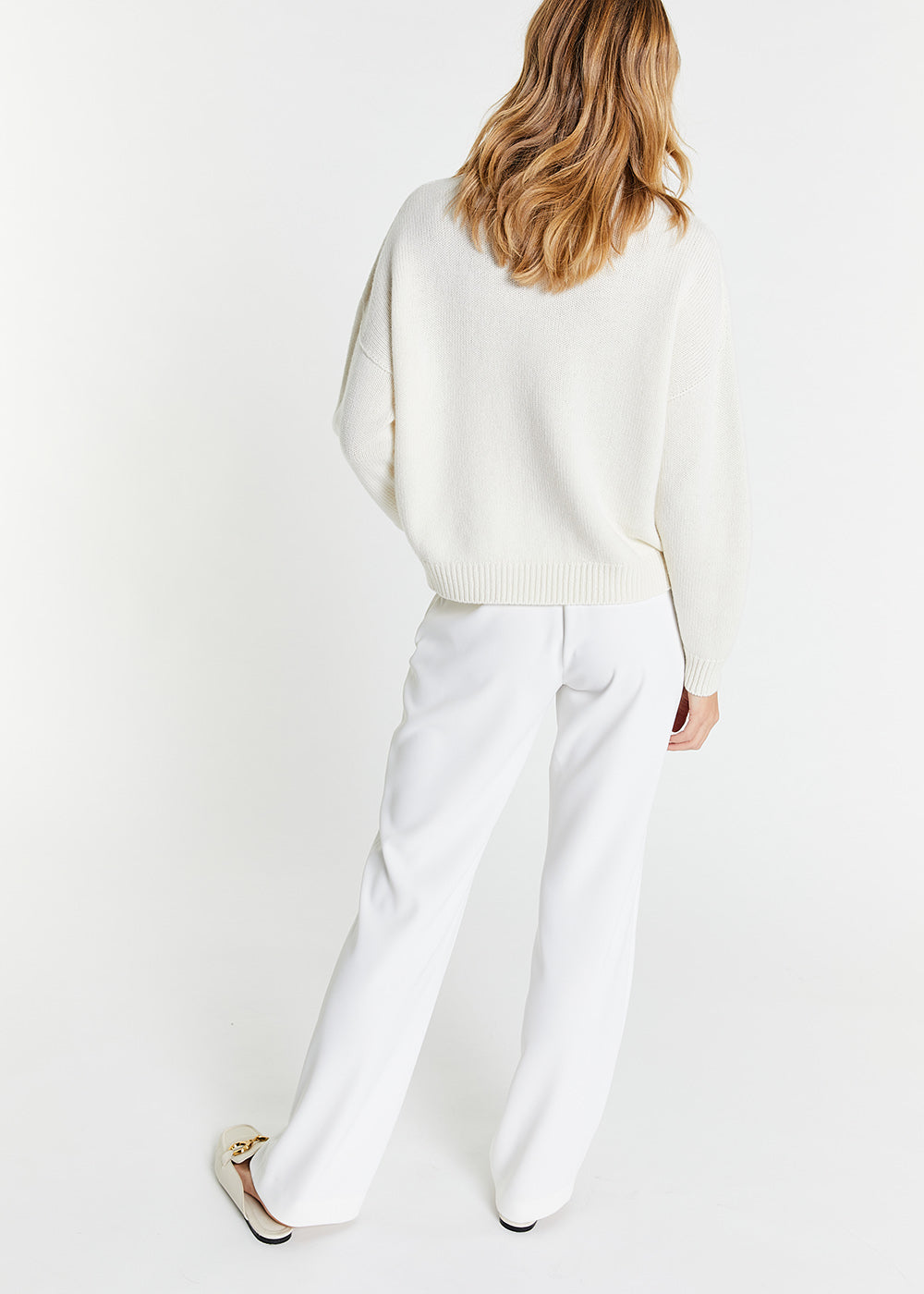 Pull col cheminee - Blanc Cassé