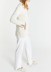 Gilet côtelé et zippé en cachemire - Blanc Cassé