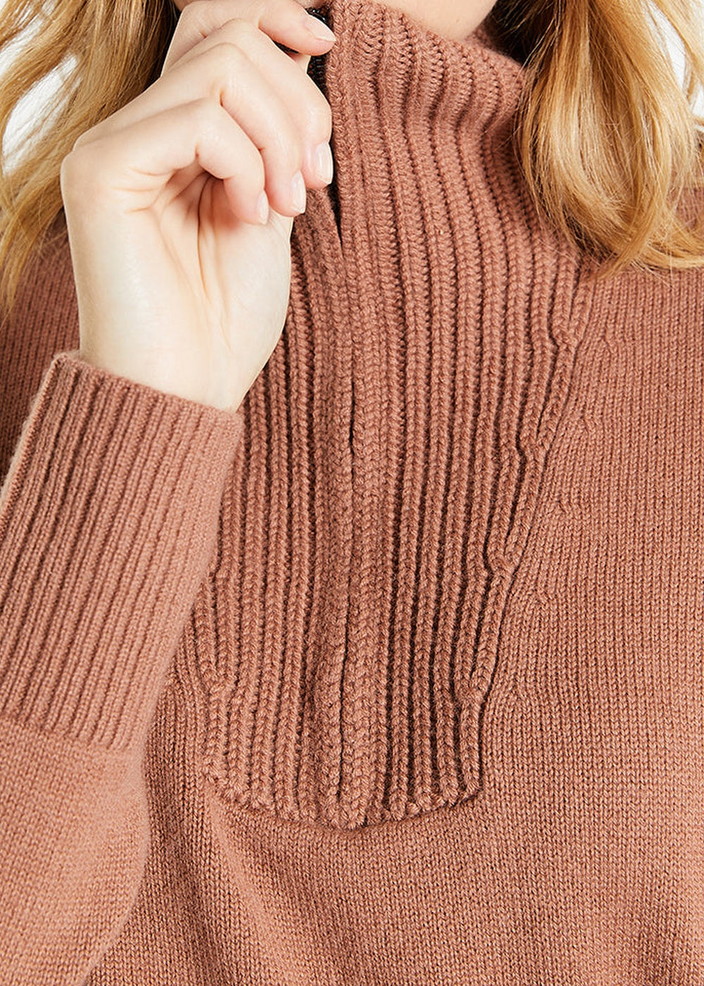 Pull à col camionneur en laine & cachemire - Camel