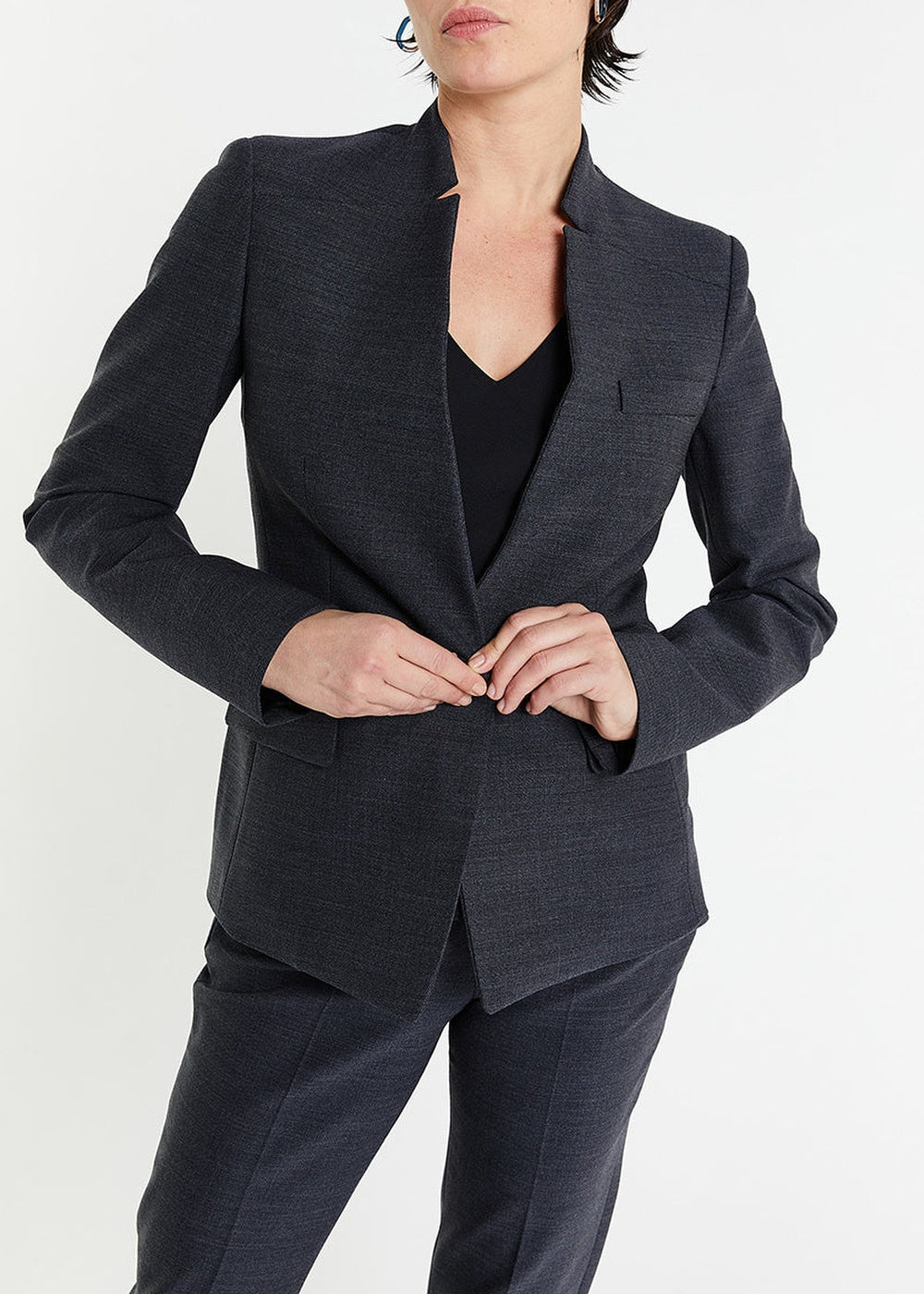 Fitted button-up wool jacket - Grey
