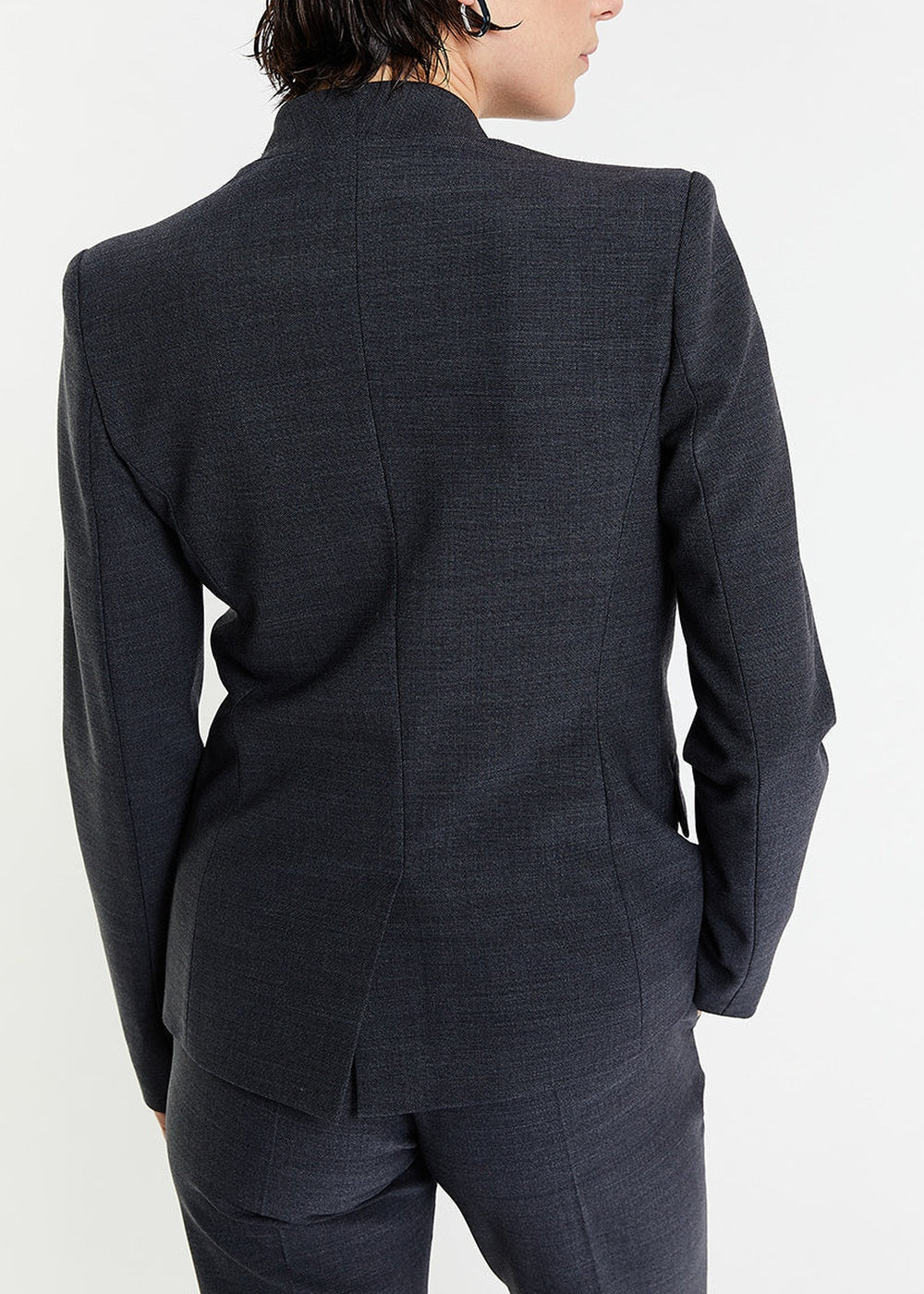 Fitted button-up wool jacket - Grey