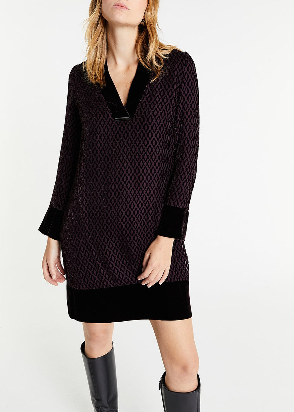 Robe à détails contrastant - Grenat