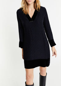Robe à détails contrastant - Marine