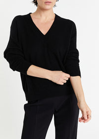 Pull col V en cachemire - Noir
