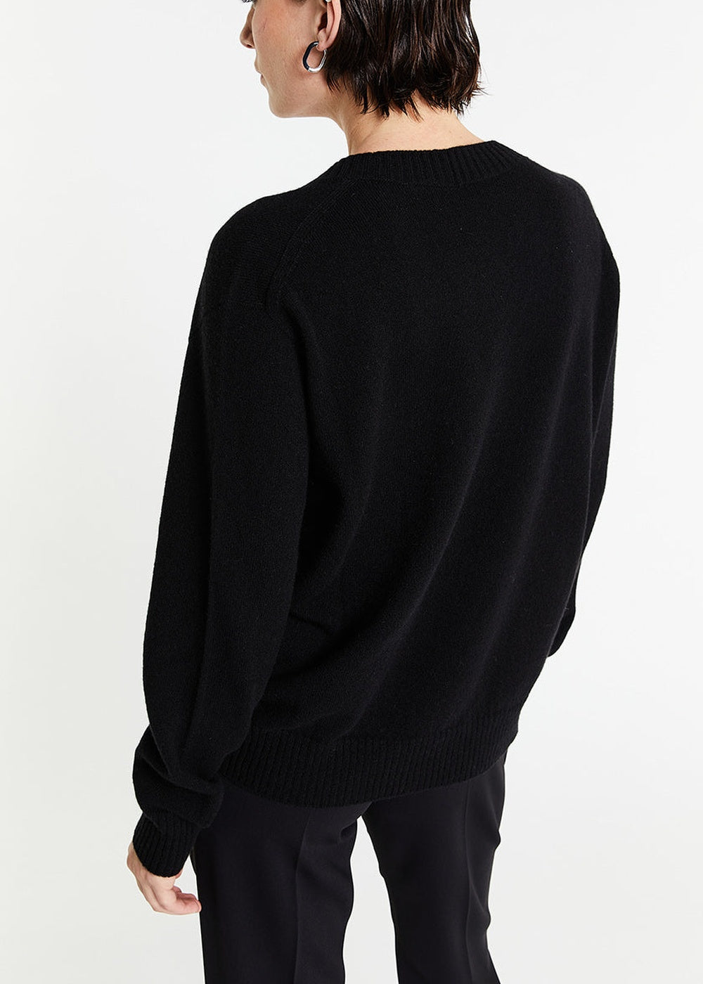 Pull col V en cachemire - Noir