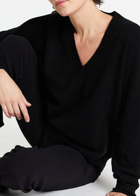 Pull col V en cachemire - Noir