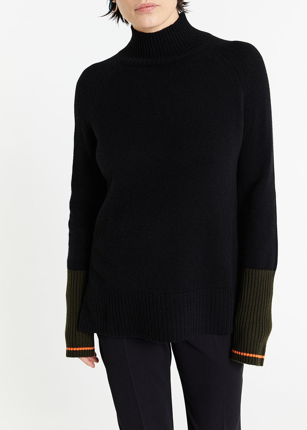 Wool & cashmere roll-neck jumper - Black