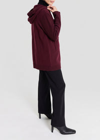 Long wool hooded jacket - Plum
