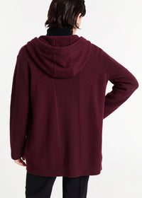 Long wool hooded jacket - Plum