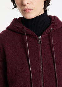Long wool hooded jacket - Plum