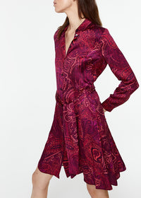 Robe évasée et ceinturée - Grenat