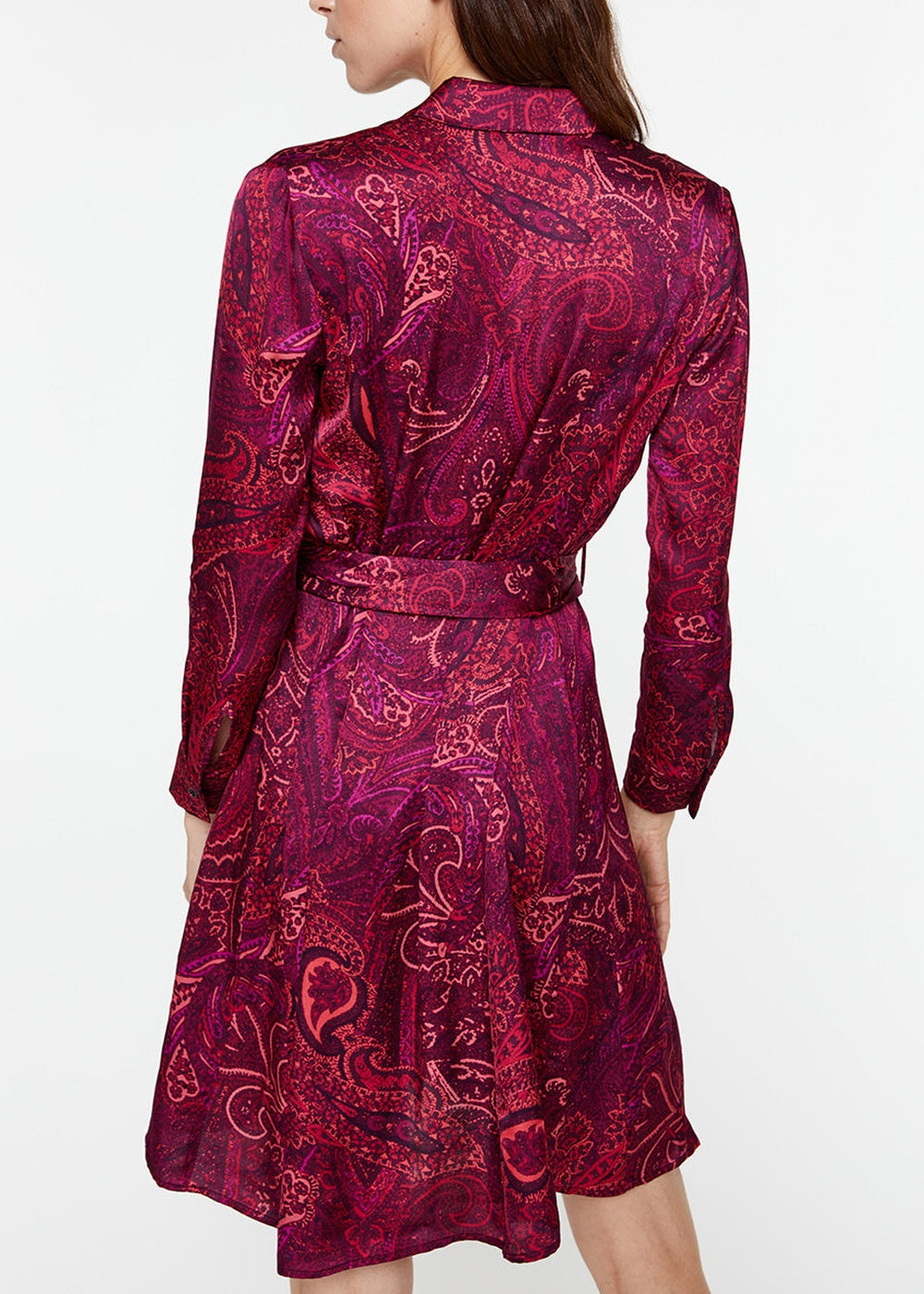 Robe évasée et ceinturée - Grenat