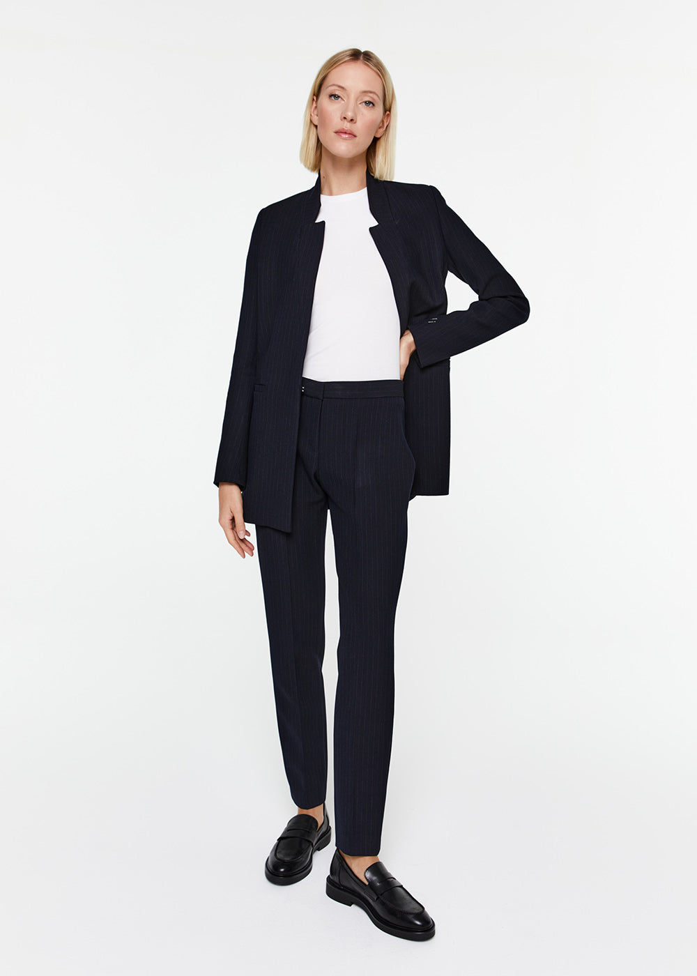Pantalon droit a pli poches - Marine