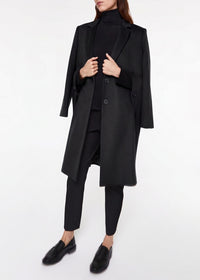 Long straight-cut wool coat - Black