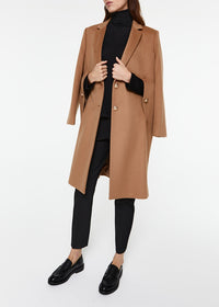 Manteau droit long en laine - Noir