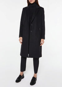Long straight-cut wool coat - Black