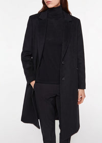Long straight-cut wool coat - Black