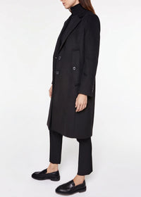 Long straight-cut wool coat - Black