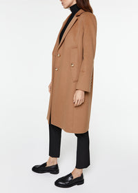 Manteau droit long en laine - Noir