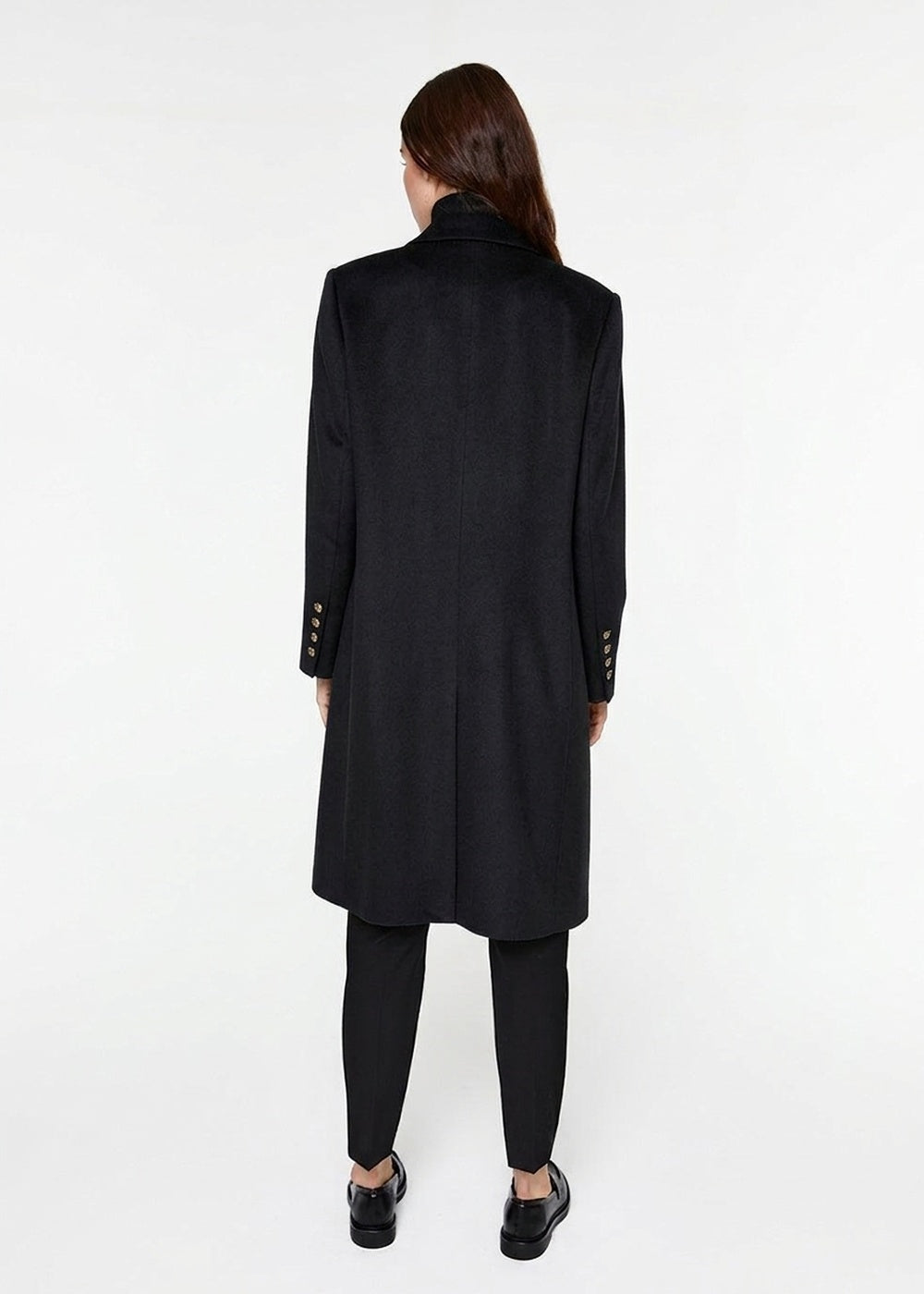 Long straight-cut wool coat - Black