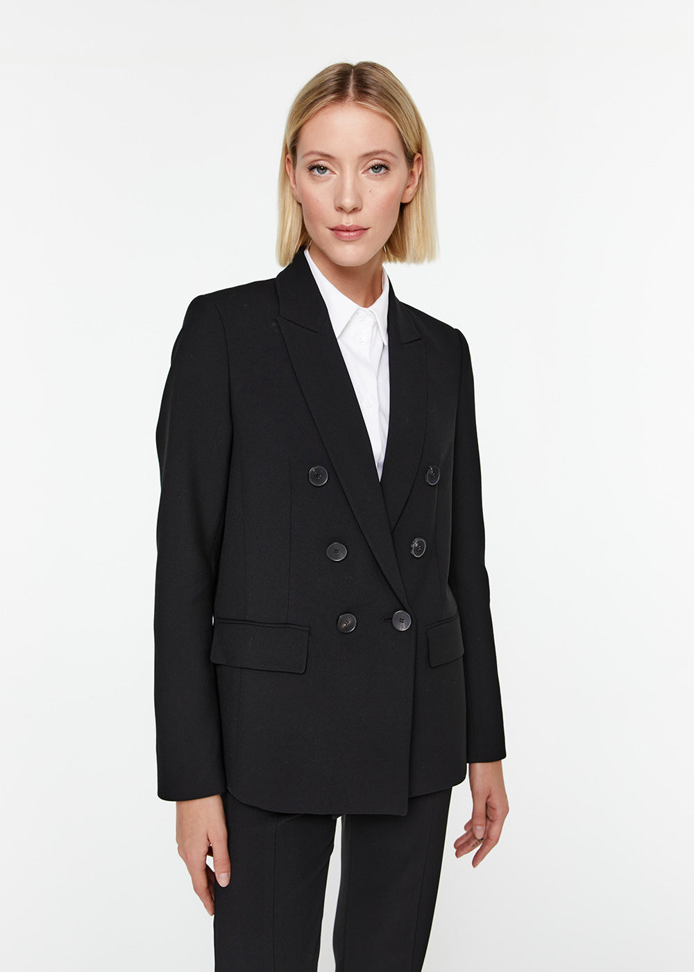 Veste croisee 6 boutons poches - Noir