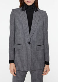 Long jacket with fine stripes - Grey