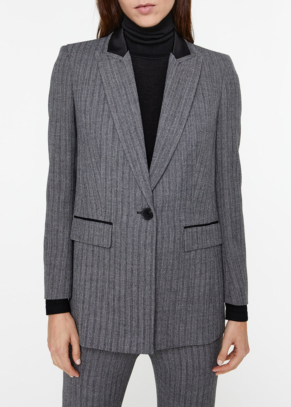 Long jacket with fine stripes - Grey