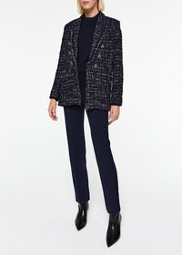 Textured 6-button jacket - Navy