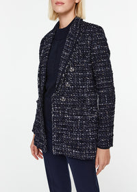 Textured 6-button jacket - Navy