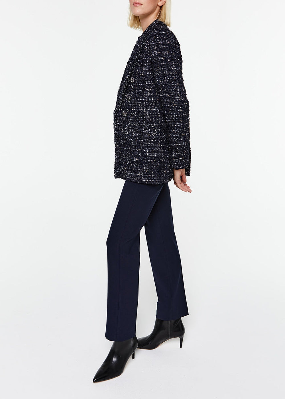 Textured 6-button jacket - Navy