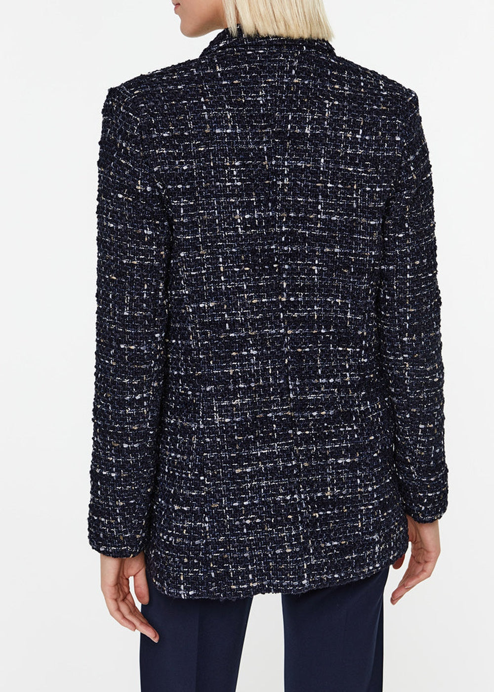 Textured 6-button jacket - Navy