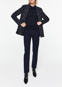 Pull ample col montant en laine - Marine