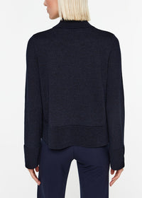 Pull ample col montant en laine - Marine