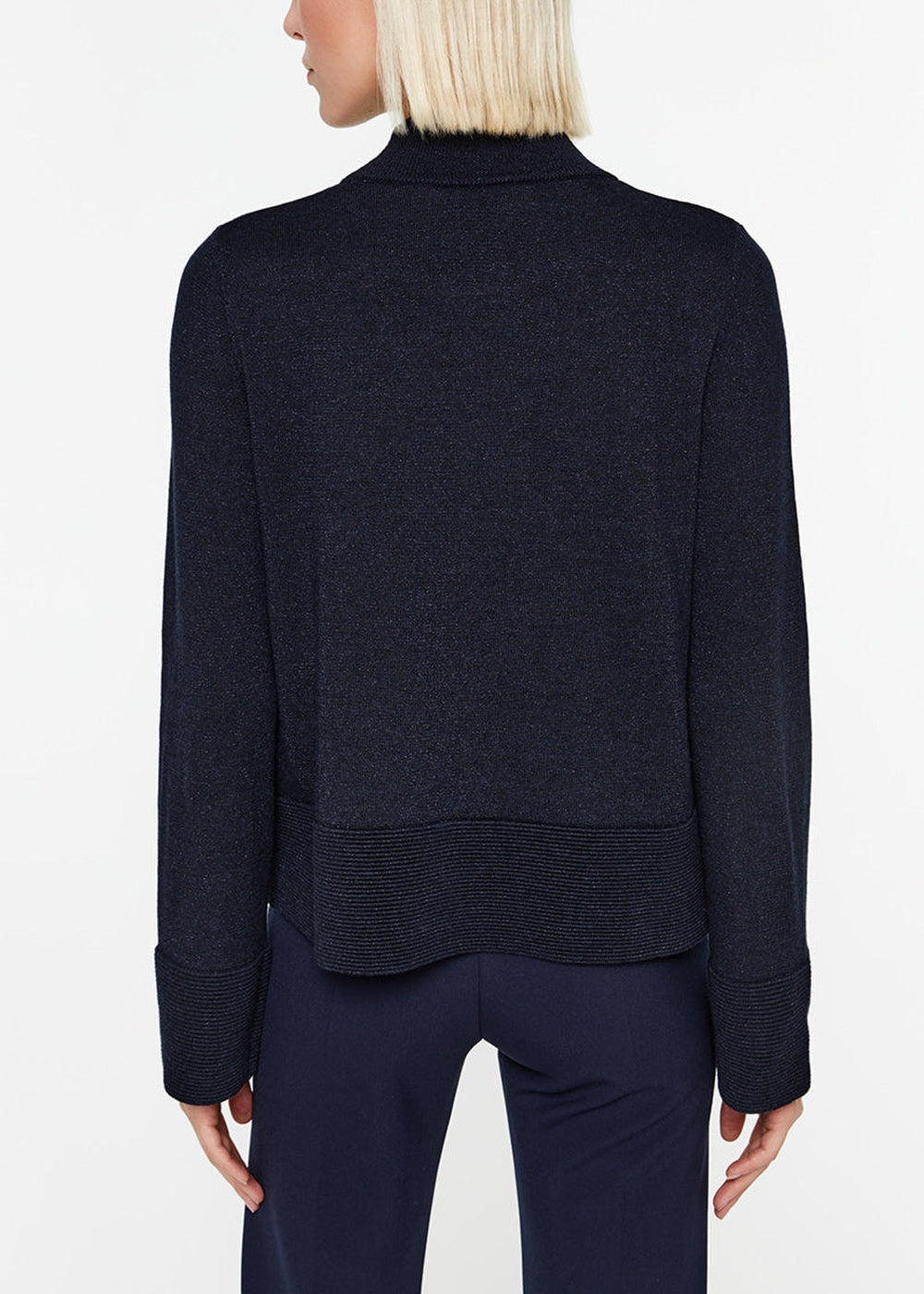 Pull ample col montant en laine - Marine