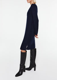 Robe longue col V en laine & cachemire - Marine