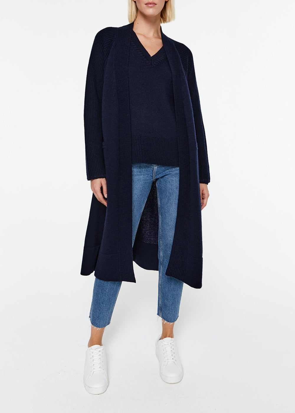 Veste longue à poches en laine & cachemire - Camel