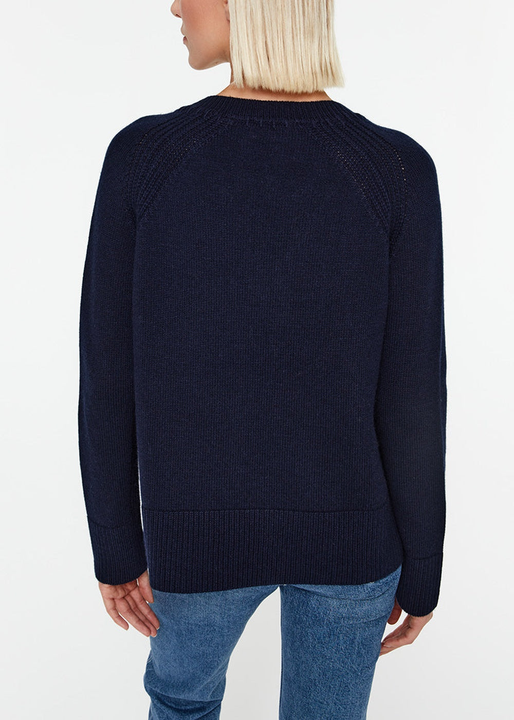 Pull col V en laine & cachemire - Marine