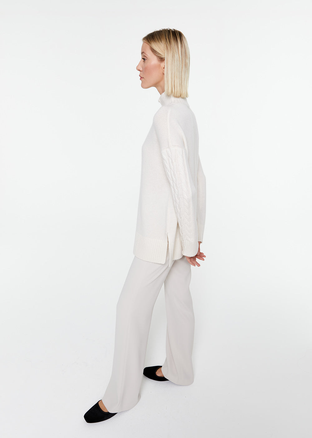 Pull col chemine - Blanc Cassé
