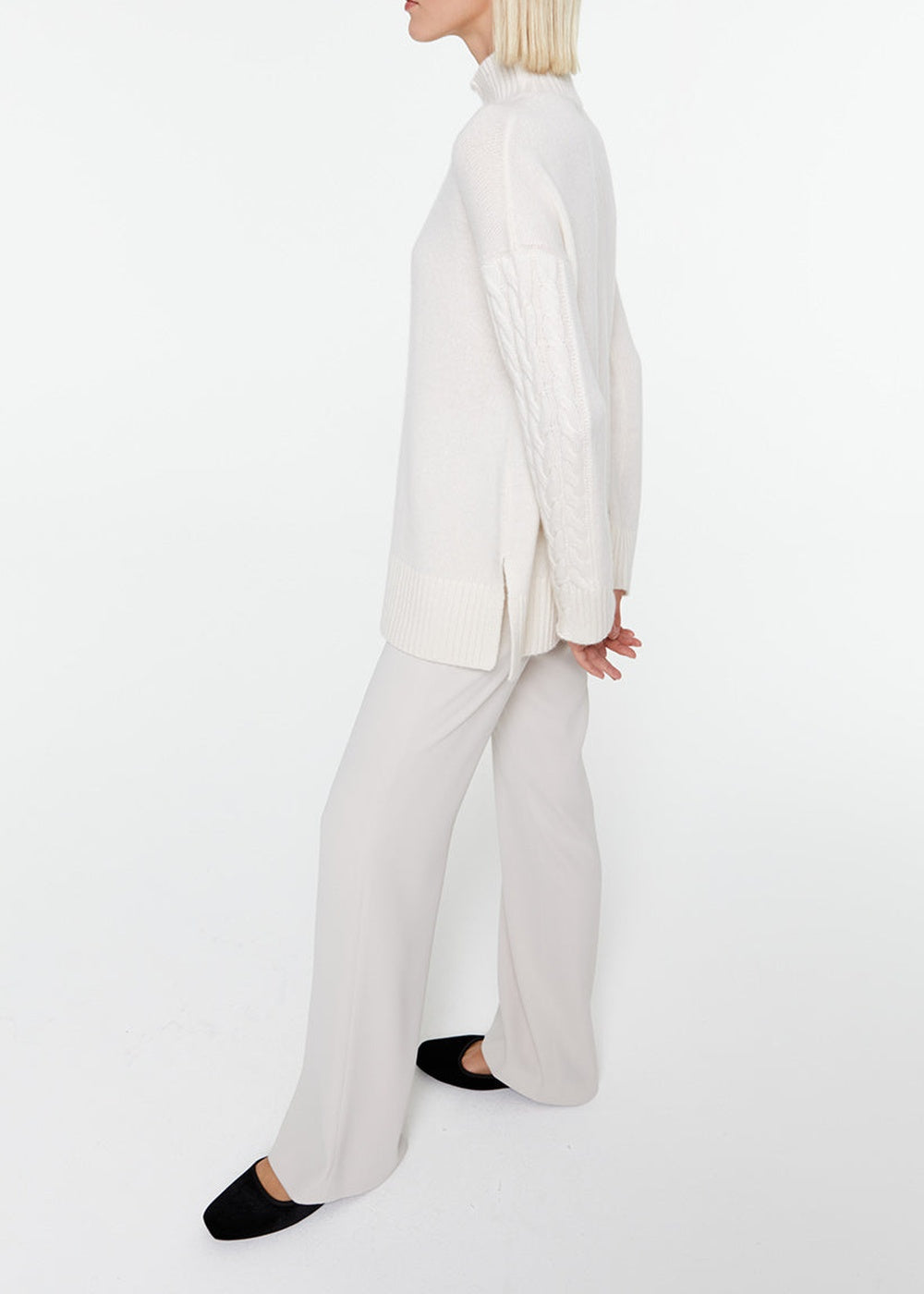 Cashmere roll-neck jumper - Off-white