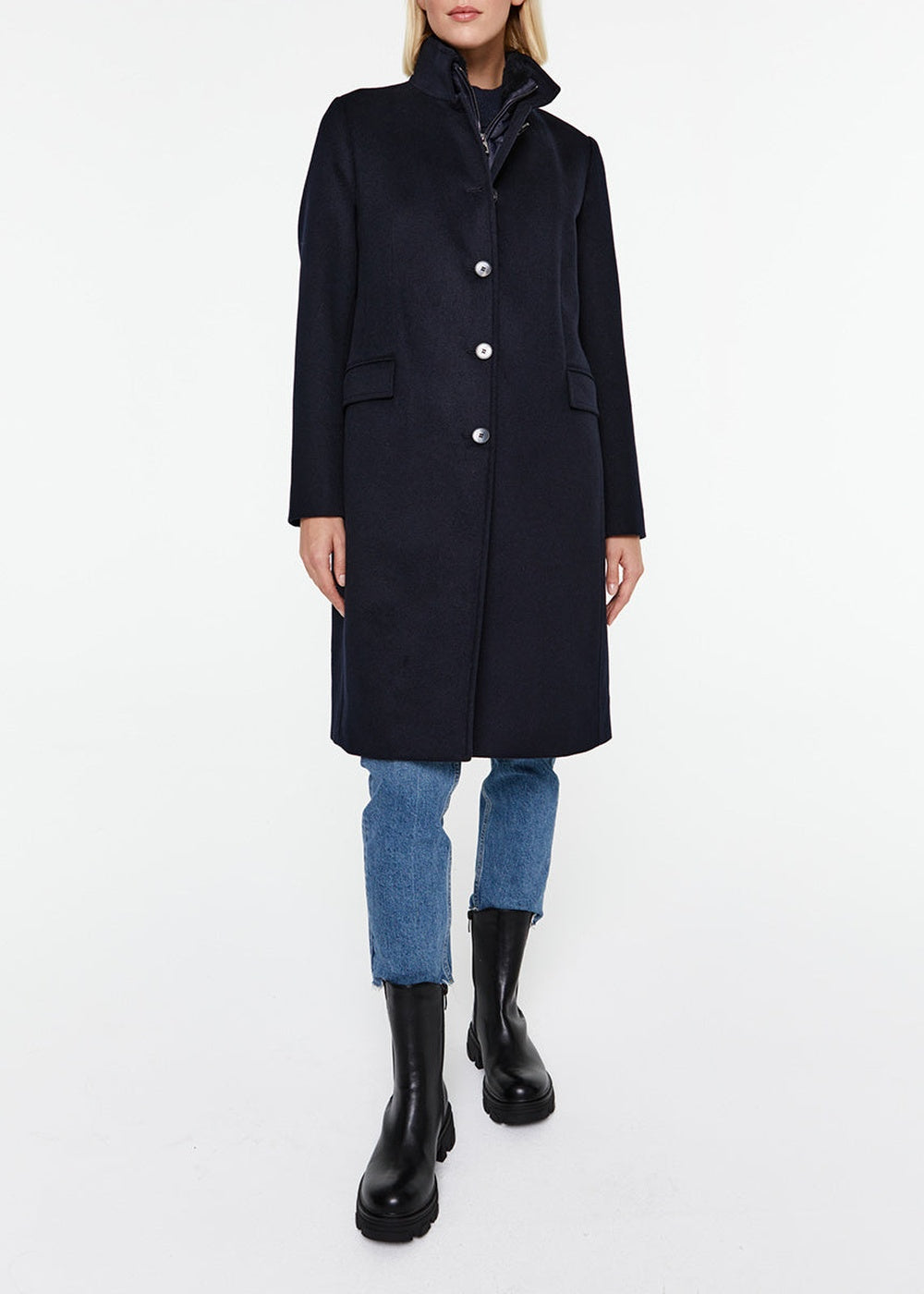 Manteau officier en laine - Béton