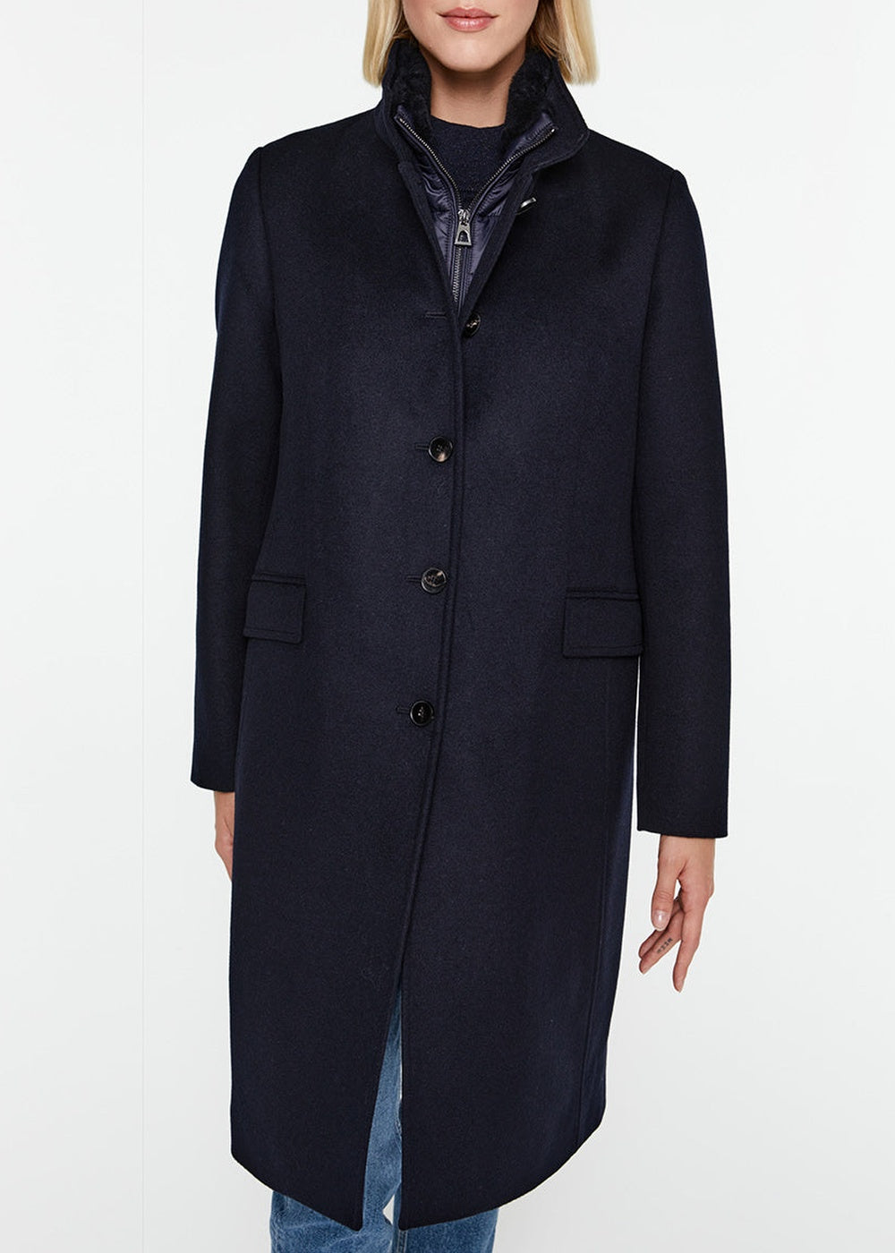 Manteau officier en laine - Béton