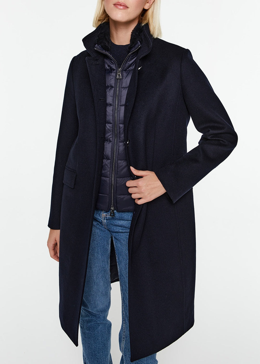 Manteau officier en laine - Béton