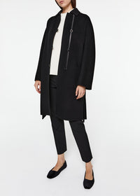 Long belted wool coat - Black