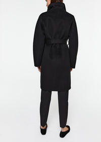 Long belted wool coat - Black