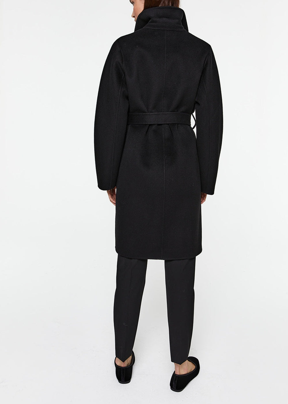 Long belted wool coat - Black