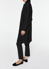 Long belted wool coat - Black