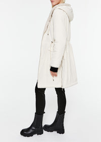 Manteau long doublé de fausse fourrure - Noir
