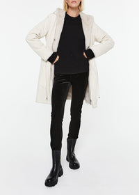 Manteau long doublé de fausse fourrure - Noir